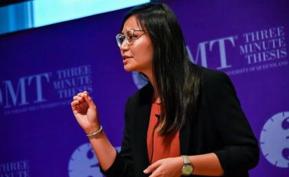 Universiti Putra Malaysia's Yasmin Mustapha Kamil presenting her winning 3MT, 'Dengue Detective'